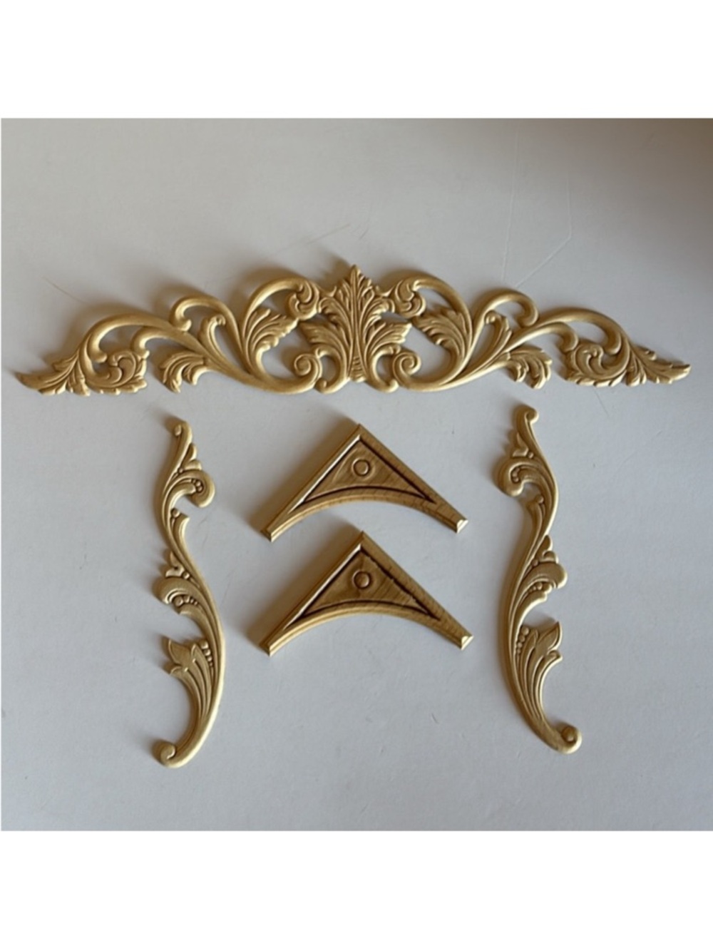5 Pieces Ornamental Unfinished Wood Moldings